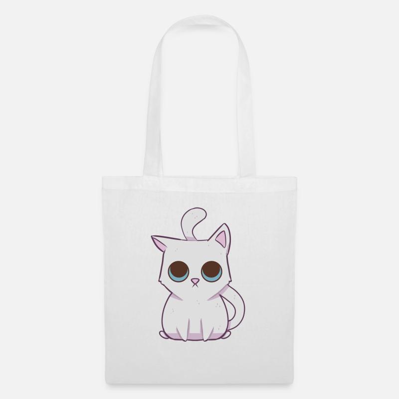 Weißes Kawaii-Kätzchen - Stoffbeutel - Weiß