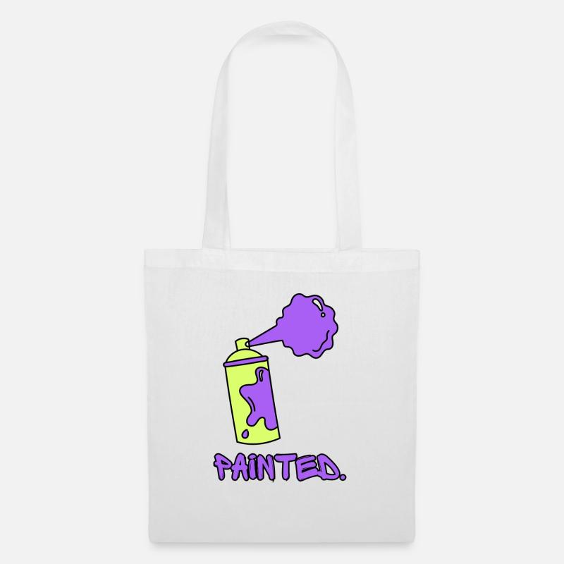 Peint - Vert/Violet - Sac en tissu - blanc