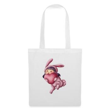 Hase Bunny Herz Heart Kawaii Niedlich Süß Cute Kid - Stoffbeutel - Weiß - Vorne