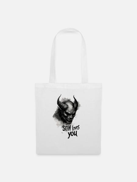 Satan loves you Teufel Devil 666 Satanist - Stoffbeutel - Weiß