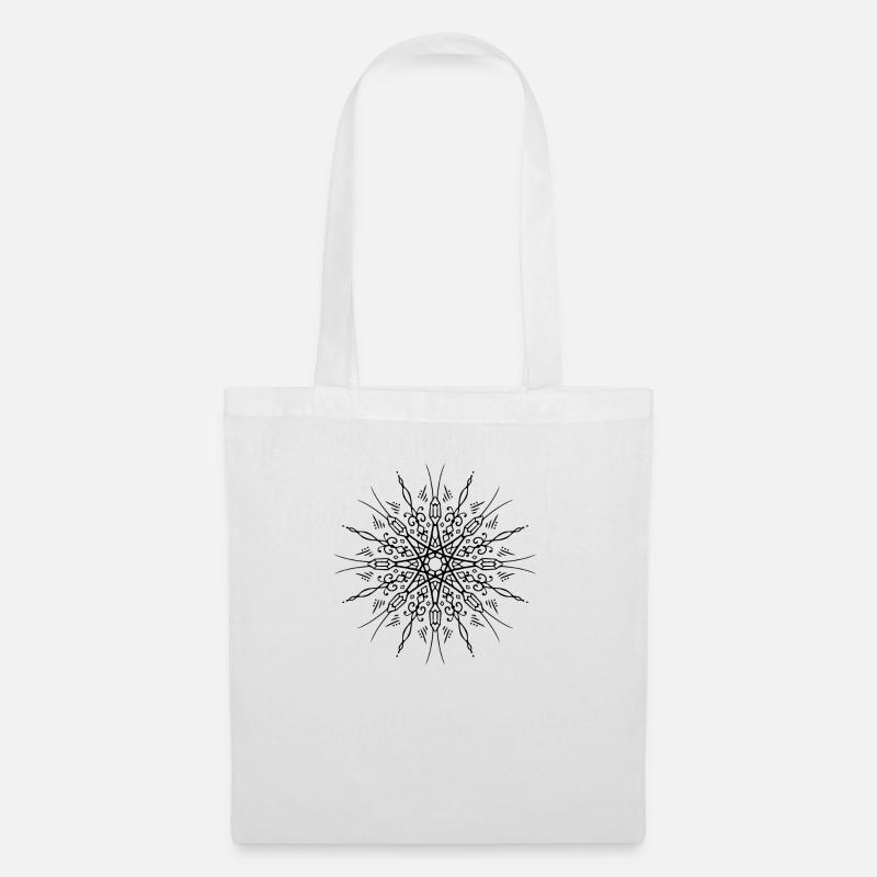 Blume Mandala - Stoffbeutel - Weiß