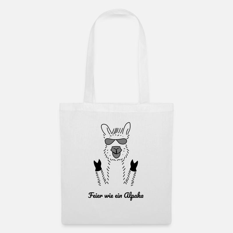 Feier wie ein Alpaka, Lama,Geschenkidee, Idee - Stoffbeutel - Weiß