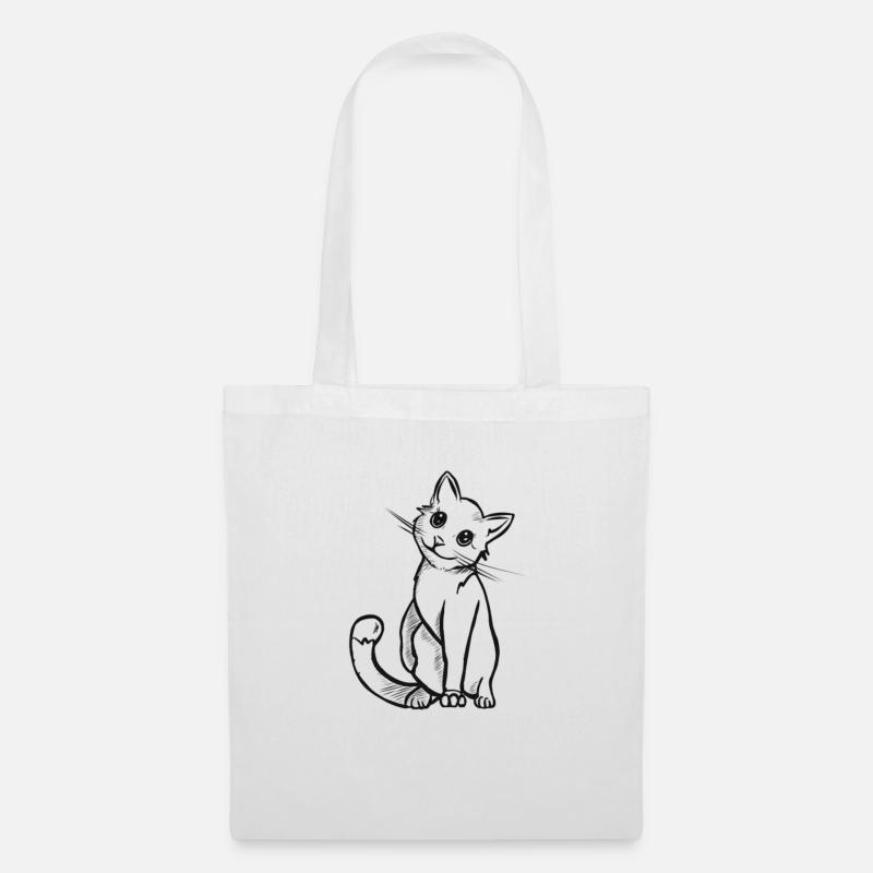 süße Katze - Stoffbeutel - Weiß