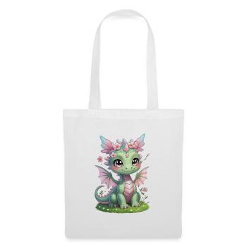 Baby- Drache (Frühling) - Stoffbeutel - Weiß - Vorne