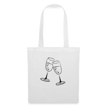 sekt glaeser illustration - Stoffbeutel - Weiß - Vorne