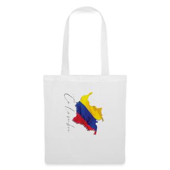 Drapeau de la Colombie réel - Carte drapeau ES / EN - Sac en tissu - blanc - Devant