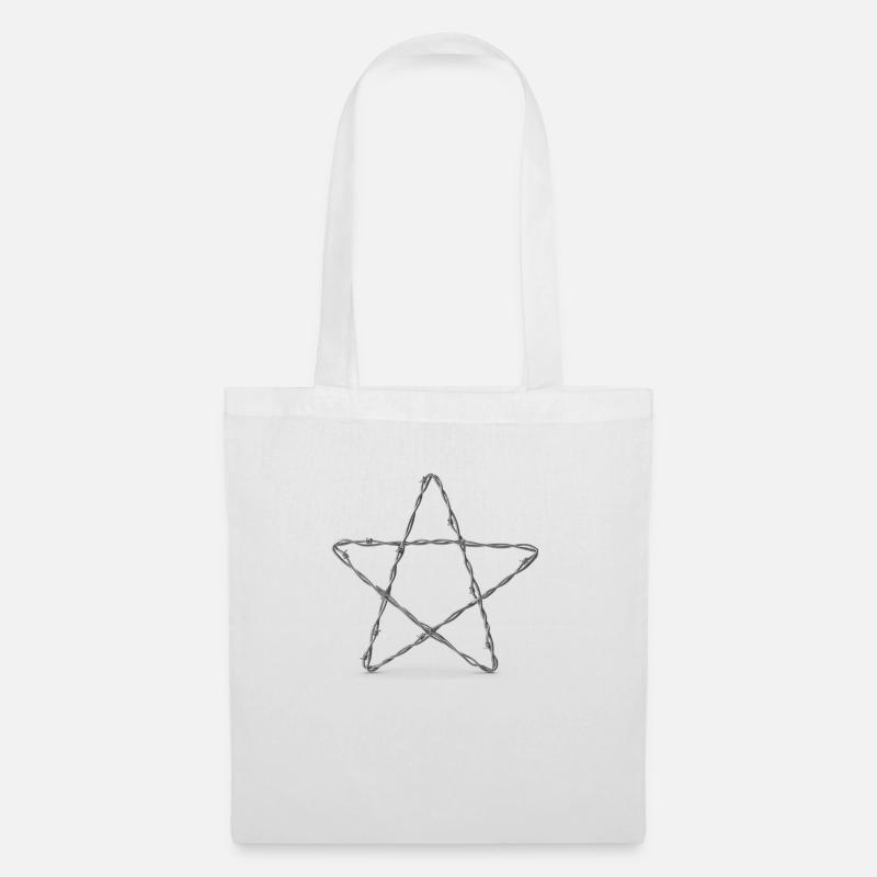 Barbed Wire Star - Pentagram - Tote Bag - white