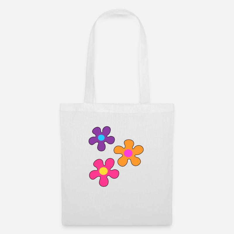 Hippie-Blumen - Stoffbeutel - Weiß