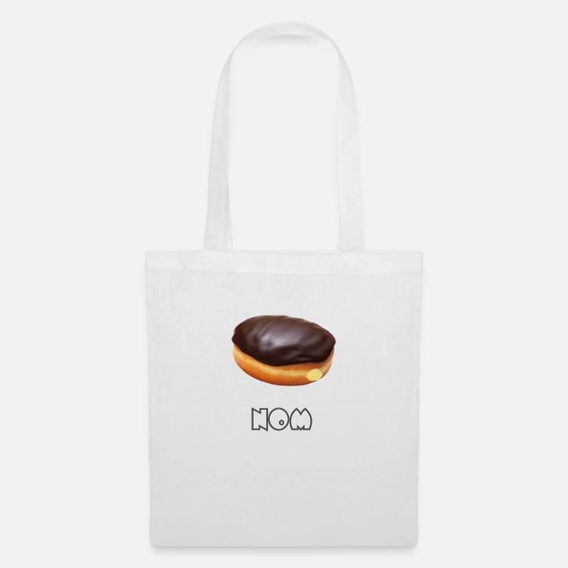 Donut mit Schokoladencremefüllung Nom - Stoffbeutel - Weiß