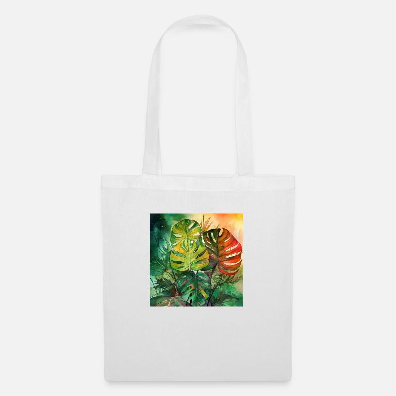 Handgezeichnete Aquarell Monstera Pflanze - Stoffbeutel - Weiß