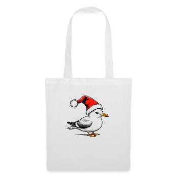 Weihnachts-Möwe mit Mütze - Stoffbeutel - Weiß - Vorne