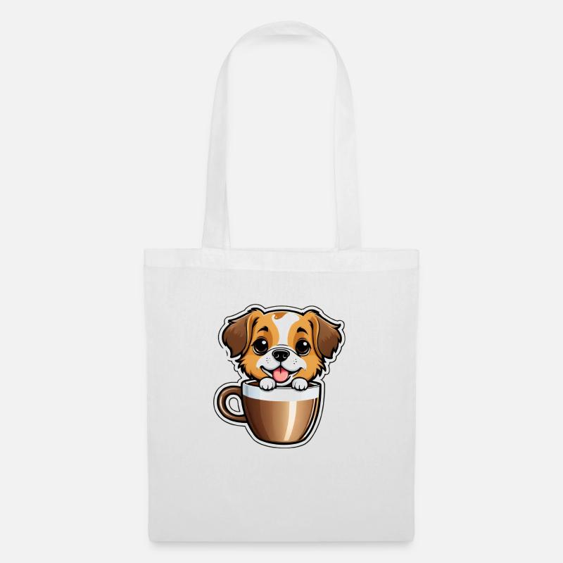 Cute dog in coffee cup - Tote Bag - white