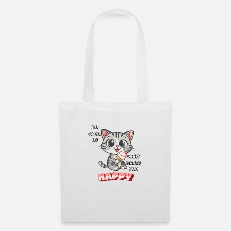 Chat heureux - Sac en tissu - blanc