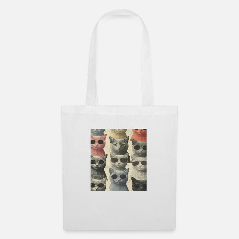 Katzen mit Brille - Stoffbeutel - Weiß