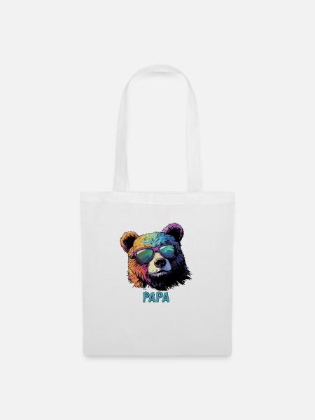 Papa Dad Baer Vater Bär - Stoffbeutel - Weiß