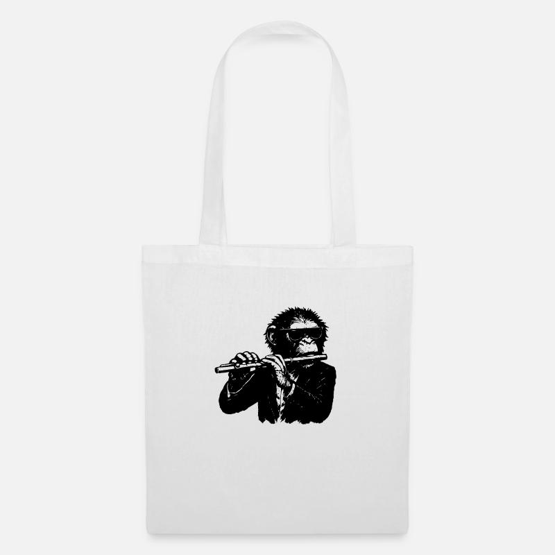 Flutes Monkey in the Monkey Orchestra - Tote Bag - white