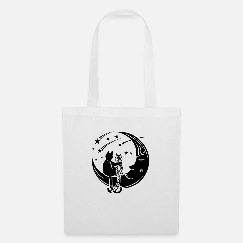 Deux chats sur la lune - Sac en tissu - blanc