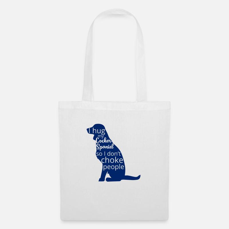 Chien / Cocker: Je Hug mon cocker, Soleil - Sac en tissu - blanc
