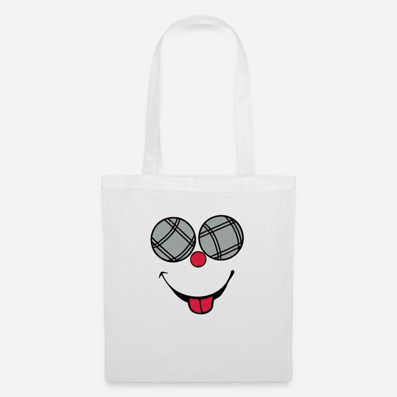 petanque boule smiley sourire langue2 - Sac en tissu - blanc