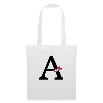 Capital lettre A avec des coeurs - Sac en tissu - blanc - Devant
