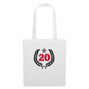 20 - Zwanzig - Birthday - runder Geburtstag - Sac en tissu - blanc - Devant