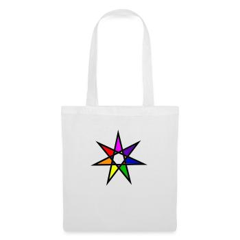Étoile à 7 pointes, sept couleurs de l'arc-en-ciel - Sac en tissu - blanc - Devant
