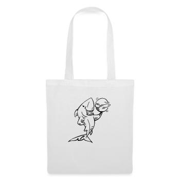 Shark in black and white with ball - Tote Bag - white - Front