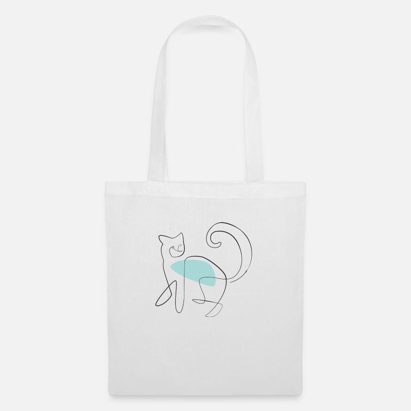 OneLine Art. Katze - Stoffbeutel - Weiß