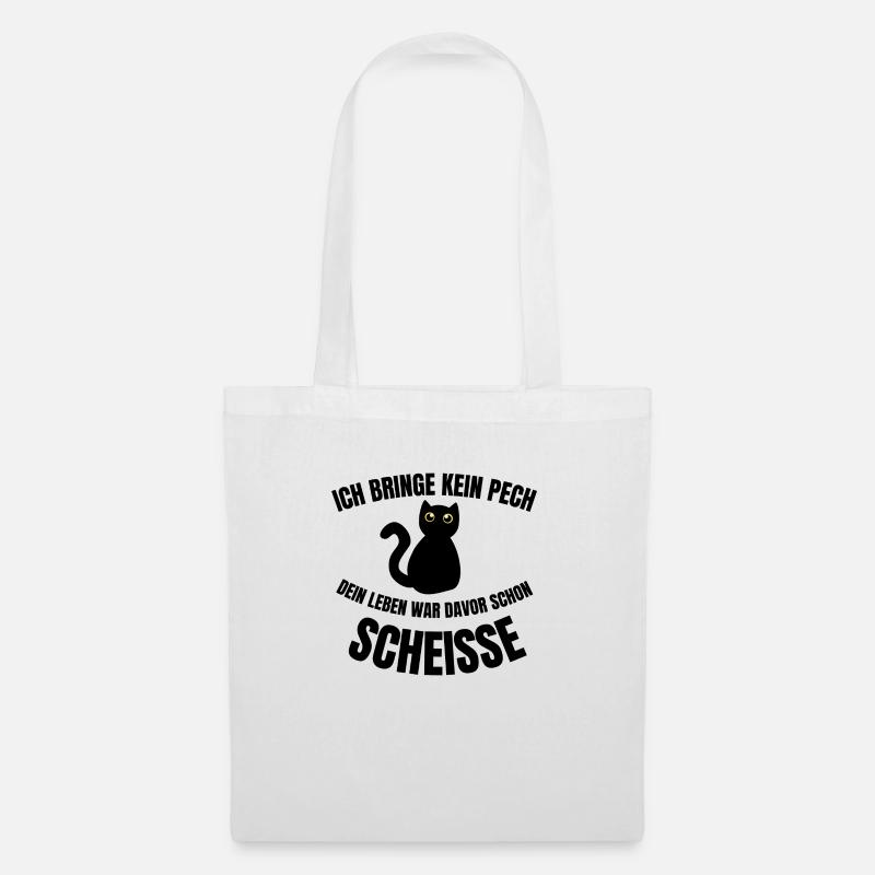 schwarze katze pech unglück - Stoffbeutel - Weiß