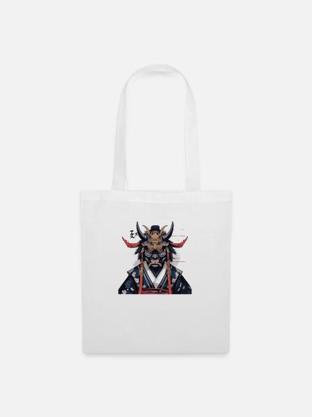 Samurai mit dem blauen Umhang - Stoffbeutel - Weiß