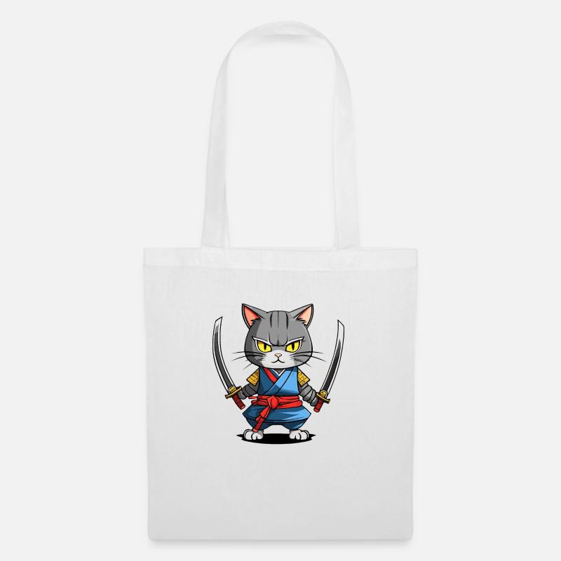 Samurai Cat #39 - Tote Bag - white