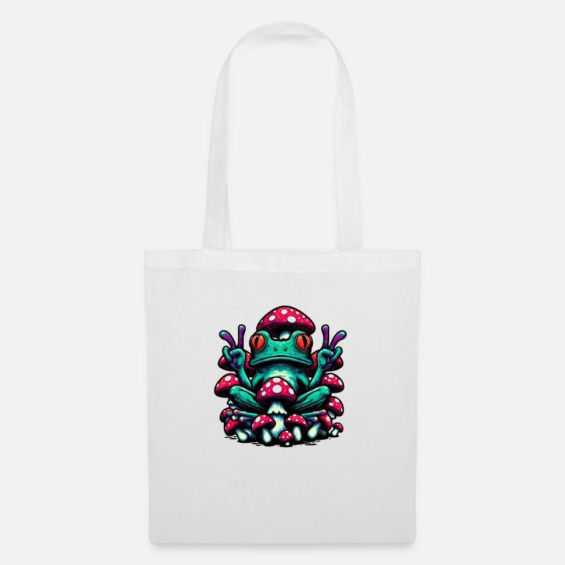 Frog with toadstool - Tote Bag - white