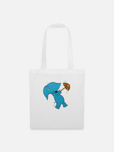 Elefant Regenschirm - Stoffbeutel - Weiß