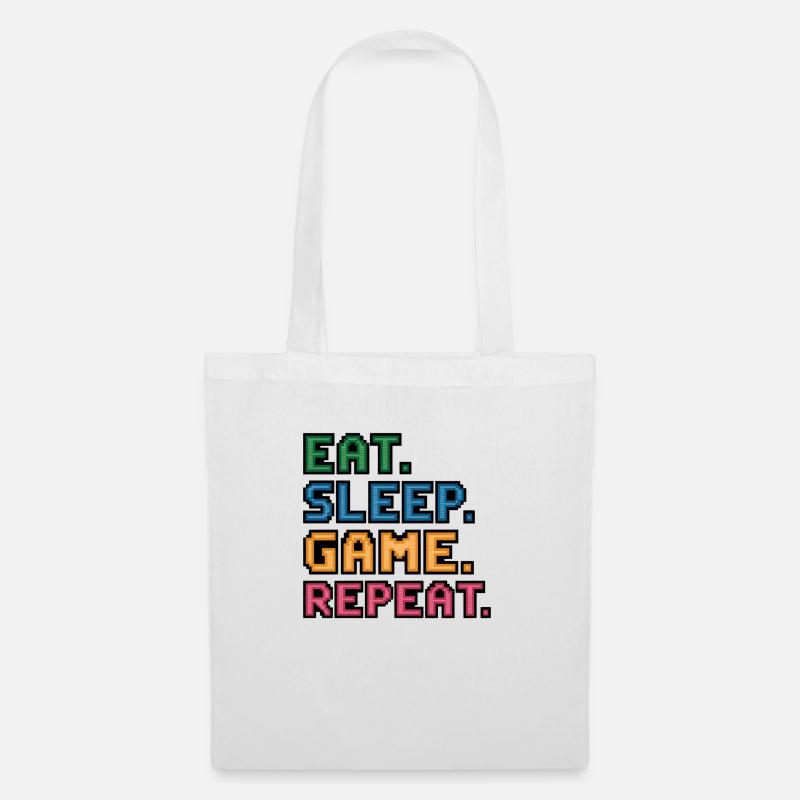 eat, slepp, game, repeat design - Stoffbeutel - Weiß
