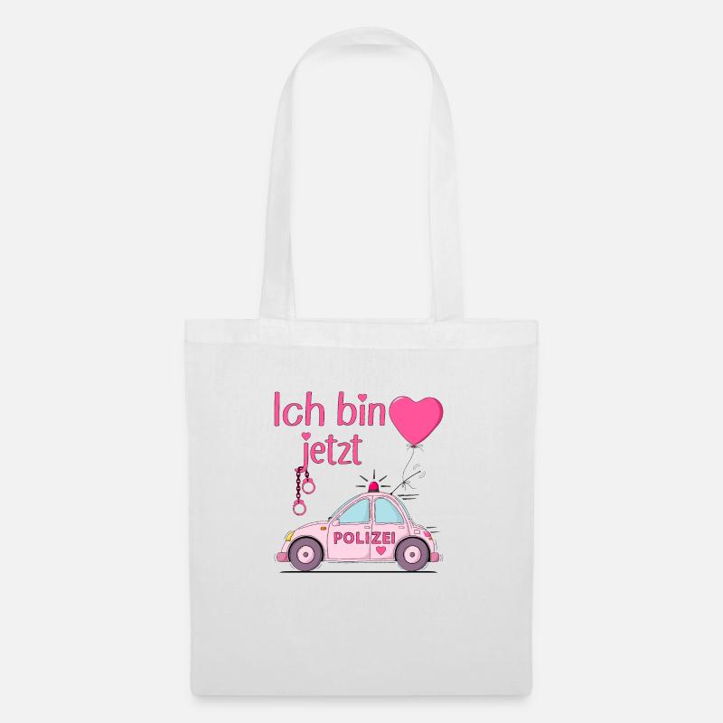 Polizeiauto Ich bin jetzt Geburtstag Rosa - Stoffbeutel - Weiß
