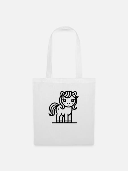Süßes Pony Pferd Pferdchen - Stoffbeutel - Weiß