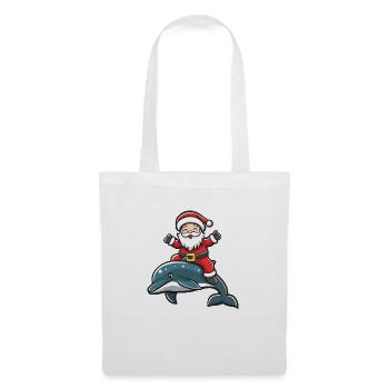Dolphin Santa Claus Cartoon - Tote Bag - white - Front