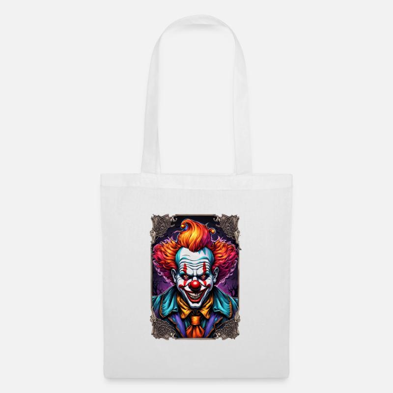 Grusel Clown Horrorbild - Stoffbeutel - Weiß