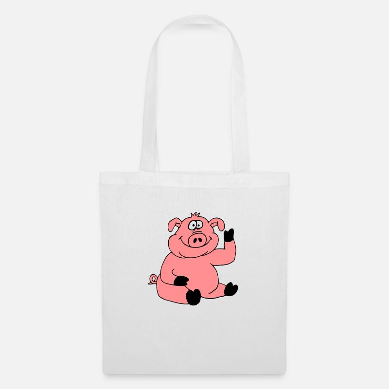 Mignon bande dessinée bande dessinée ondes de cochon amical - Sac en tissu - blanc
