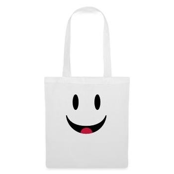 Glücklicher Smiley mit Zunge - Stoffbeutel - Weiß - Vorne