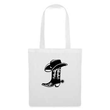 cowboy botte chapeau logo - Sac en tissu - blanc - Devant