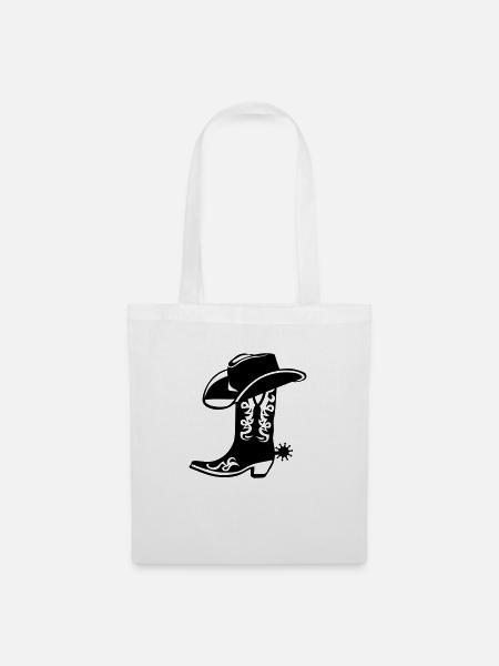 Cowboy Hut Stiefel Logo - Stoffbeutel - Weiß