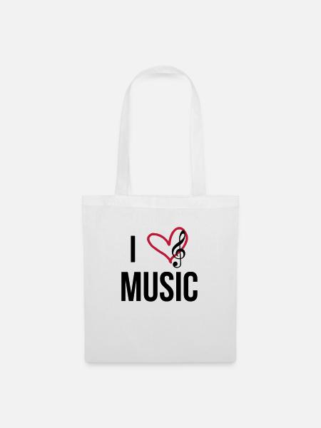 I Love Music - Stoffbeutel - Weiß