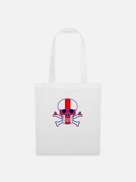 England Flaggenschädel - Stoffbeutel - Weiß