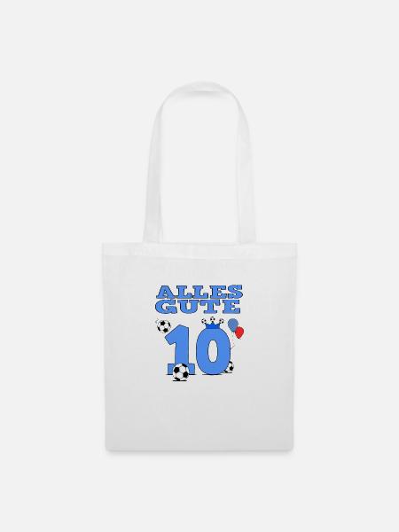 Geburtstag 10 Alles Gute Fußball - Stoffbeutel - Weiß