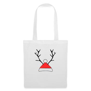 Chapeau de Noël avec bois - Sac en tissu - blanc - Devant