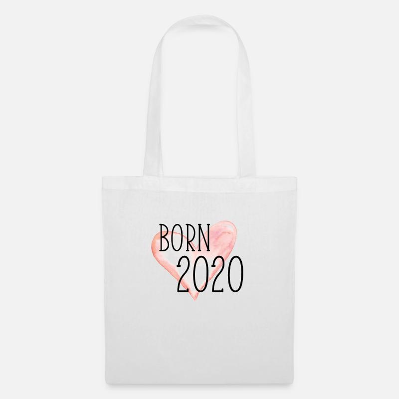 Born 2020 Herz 4 - Stoffbeutel - Weiß