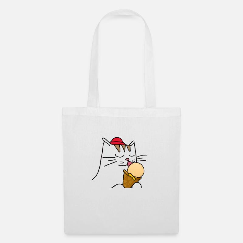 Katze mit Eis - Stoffbeutel - Weiß
