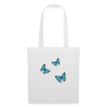 blaue Schmetterlinge - Stoffbeutel - Weiß - Vorne