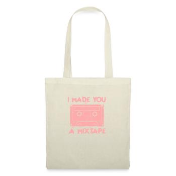 Je t’ai fait une mixtape, ambiance vintage rétro des années 80 - Sac en tissu - nature - Devant